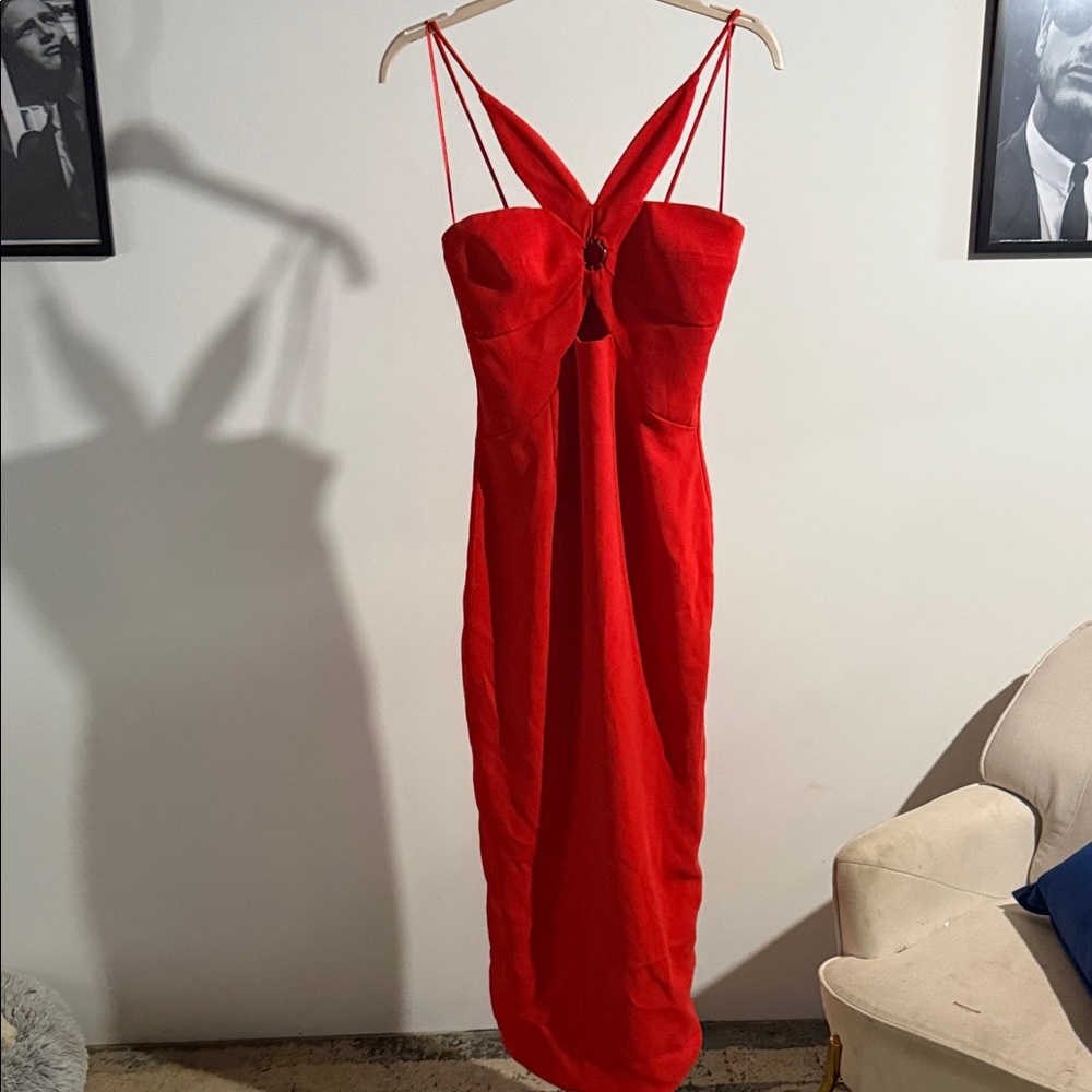 Torn by Ronny Kobo Vibrant Red Maxi Dress